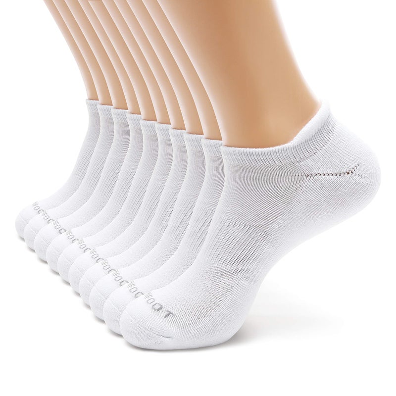 MONFOOT Men's/Women's 10 Pairs Athletic Cushion Running Performance Heel Tab Ankle Socks, White Large Multipack - Image 1